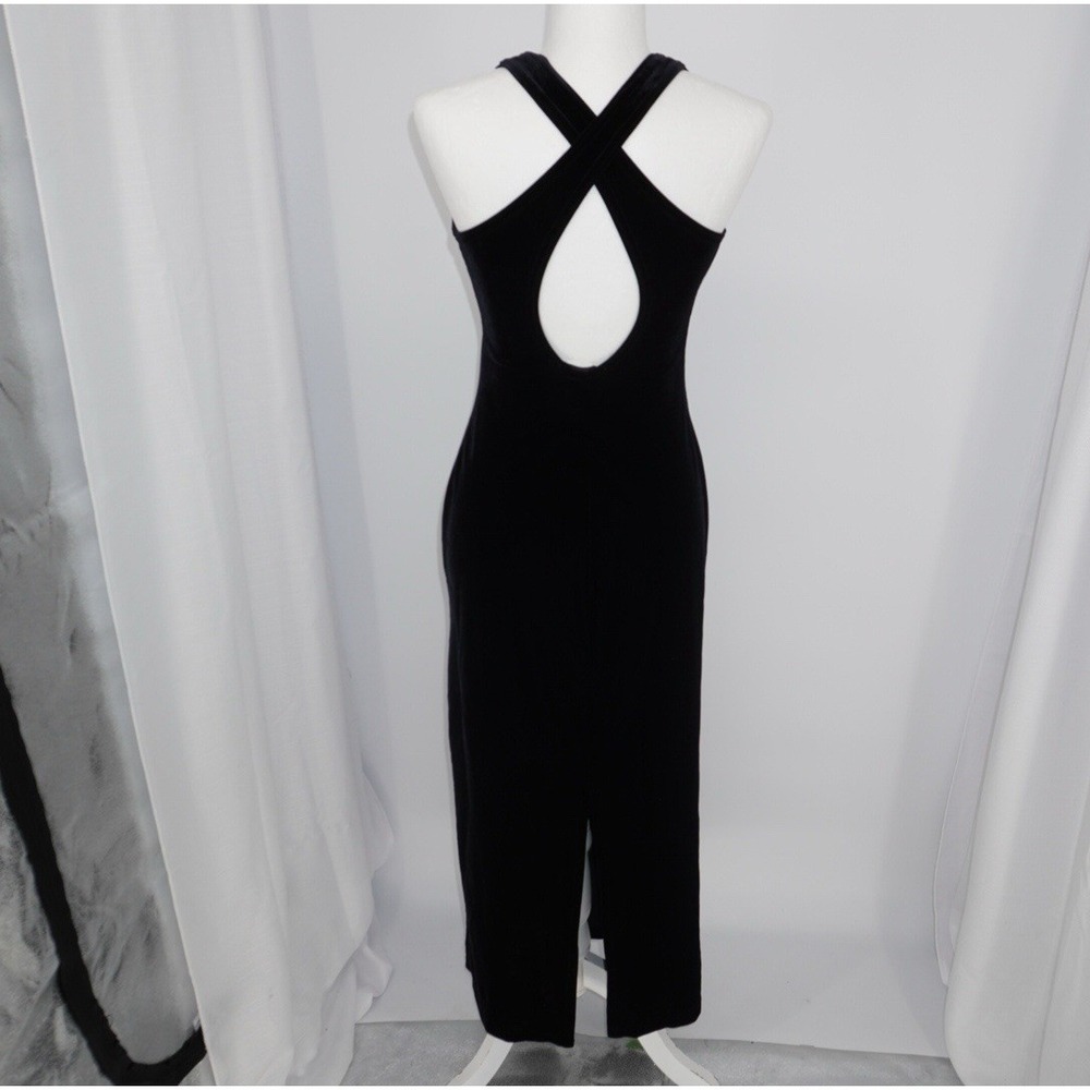 Vintage Ronni Nicole Maxi Dress Black Velvet Goth 90s Gown Y2K HOCO Prom Size 4